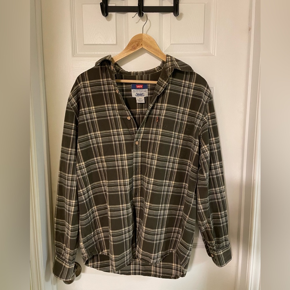 Levi's Men's Olive Plaid Button Up Shirt